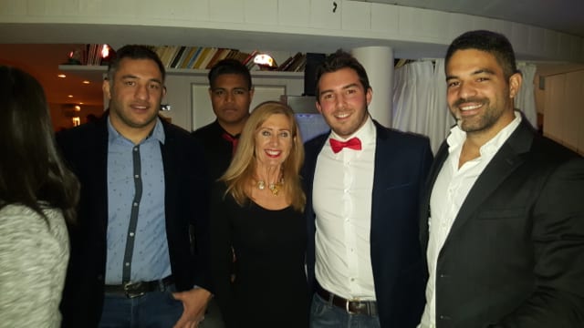 Monaco Australia Associations Beverley Holt with AS Monaco Rugby’s team captain, Simon Profeta and guests.