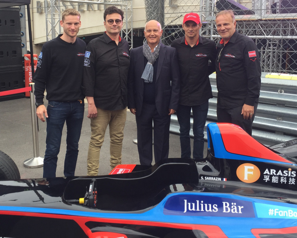 Venturi driver Maro Engel, Gildo Pastor Venturi owner, Maurice Cohen Editor in Chief Monaco Monsieur, Venturi driver Stéphane Sarrazin