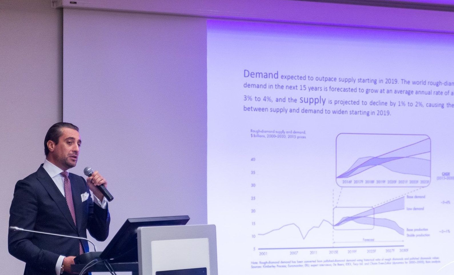 Antonio Cecere, founder and Vice-President of Monaco Diamond Exchange, speaking in St Petersburg at the WealthPro Russia 2017