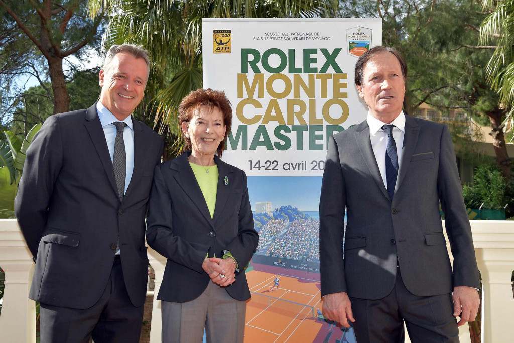 Chris Kermode, Executive President ATP, La Baronne Elizabeth-Ann de Massy, Tournament Committee President and Zeljko Franulovic, Tournament Director. Photo: Charly Gallo/DC