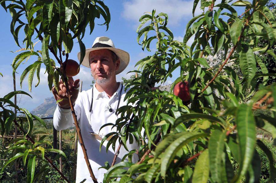 Paolo Sari, Michelin-starred chef from the Monte-Carlo Beach, in his vegetable garden ©Government Communication Department/Manuel Vitali